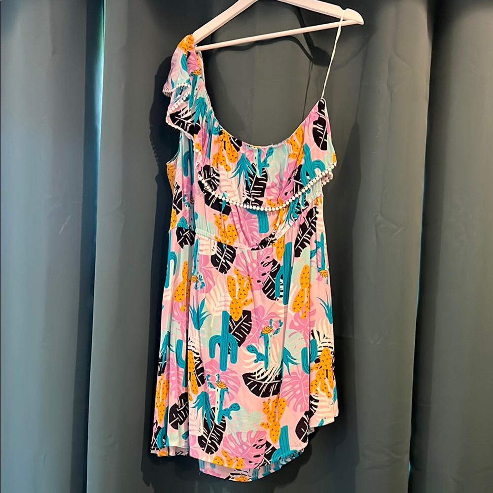 Tropical  Western One-Shoulder Dress